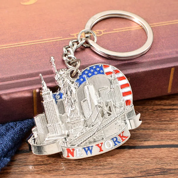 Silver Vicney, Новое поступление, Нью-Йорк, брелок, Ретро стиль, брелок для друзей, античный брелок для ключей, Нью-Йорк, туристические сувениры - Цвет: Silver