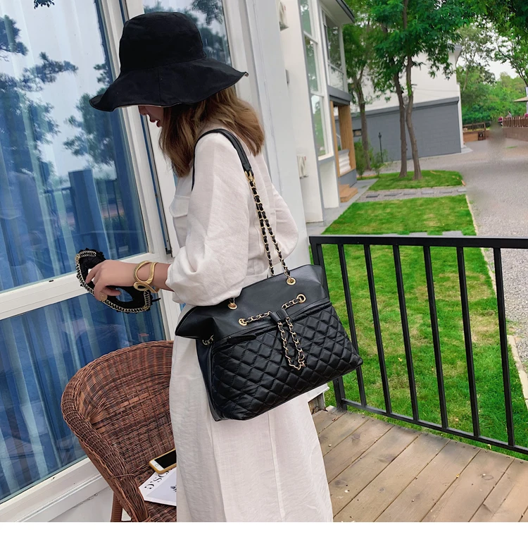 Elegant Female Large Tote Bag New Quality PU Leather Women's Designer Handbag High capacity Chain Shoulder Messenger Bag