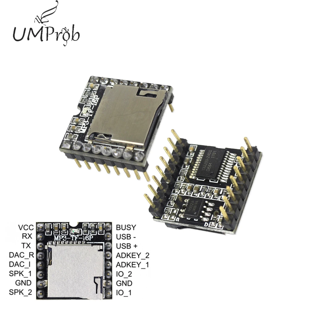 Мини mp3-плеер модуль с упрощенным выходом динамик MP3-TF-16P TF Micro SD карты U диск для arduino
