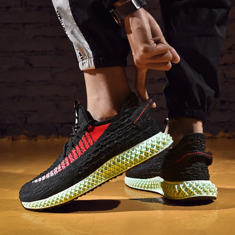 Мужские кроссовки больших размеров 4D Flyknit мужская повседневная обувь легкая