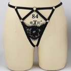 Бондаж пикантные Для женщин с открытой промежностью черный кружевной Т-образные перспектива тела жгут, туфли для танцев на шесте рейв сексуальное Фетиш белье