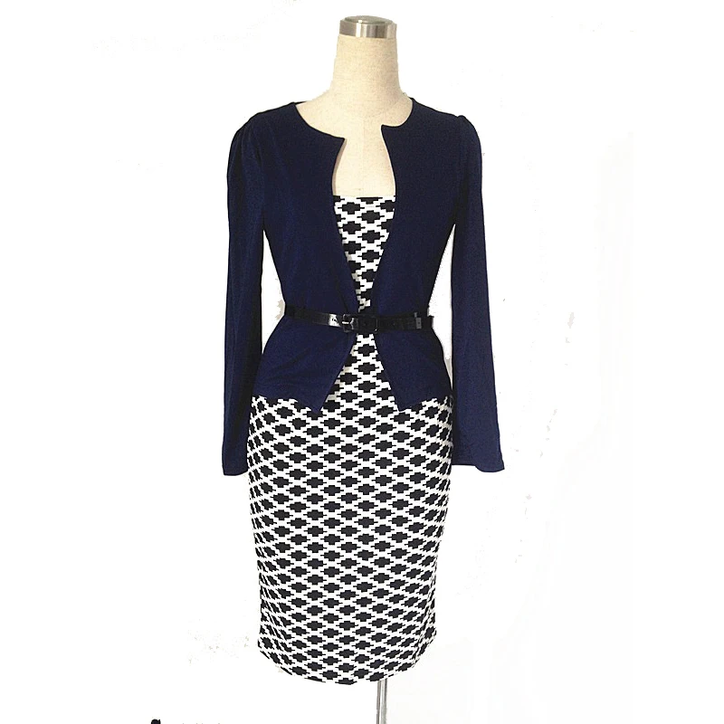 Новое поступление осени 2015 женские платья Лоскутная с клетчатым принтом