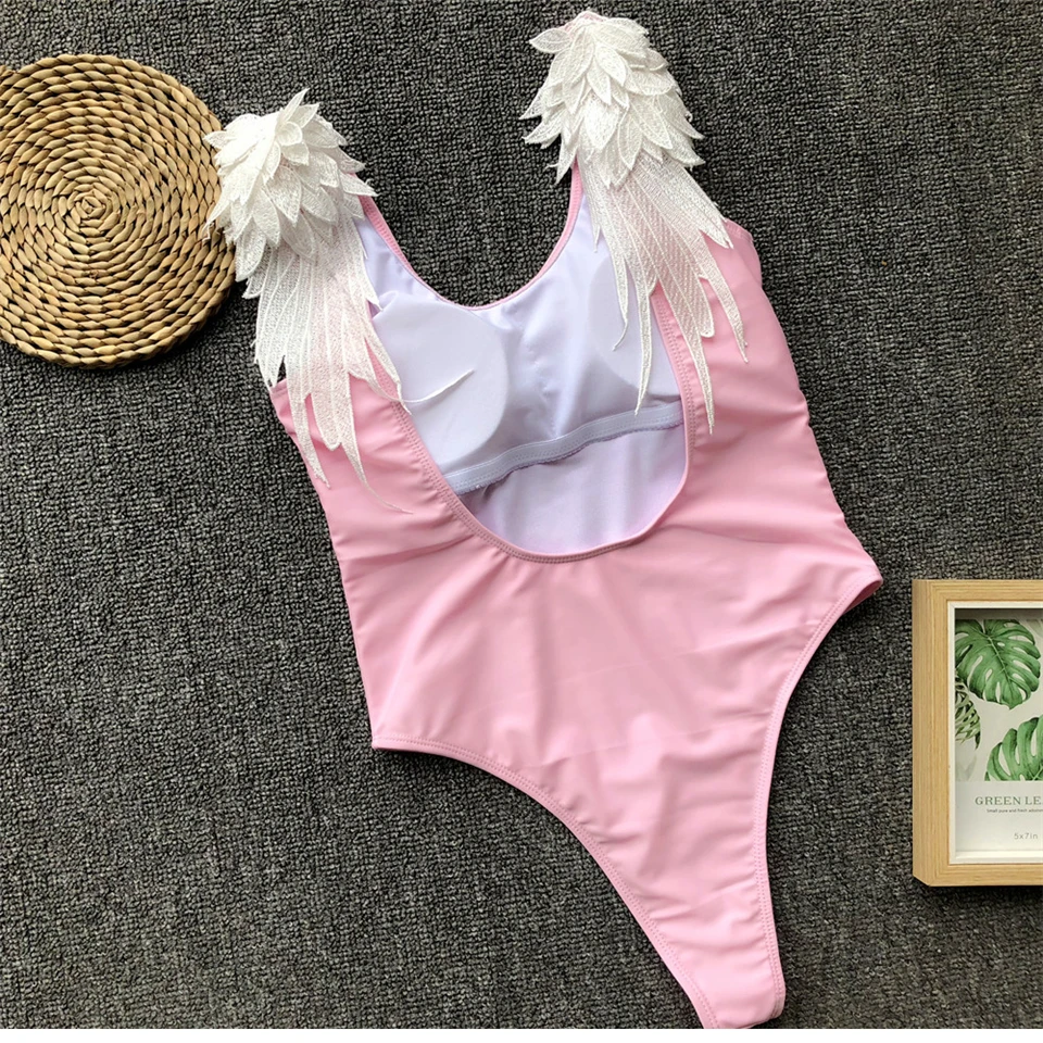 Женский купальник с крылышками, слитные костюмы для женщин, S-XXL, бандаж, Ретро стиль, купальник для купания, женский купальник с высокой талией, женский купальник