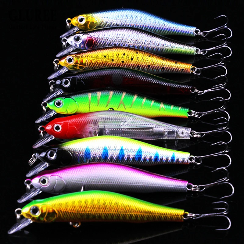 GLUREE 1 шт. Жесткий гольян Блесен 9 см 8 5 г ABS многоцветный Crankbait 3D глаза короткие язык