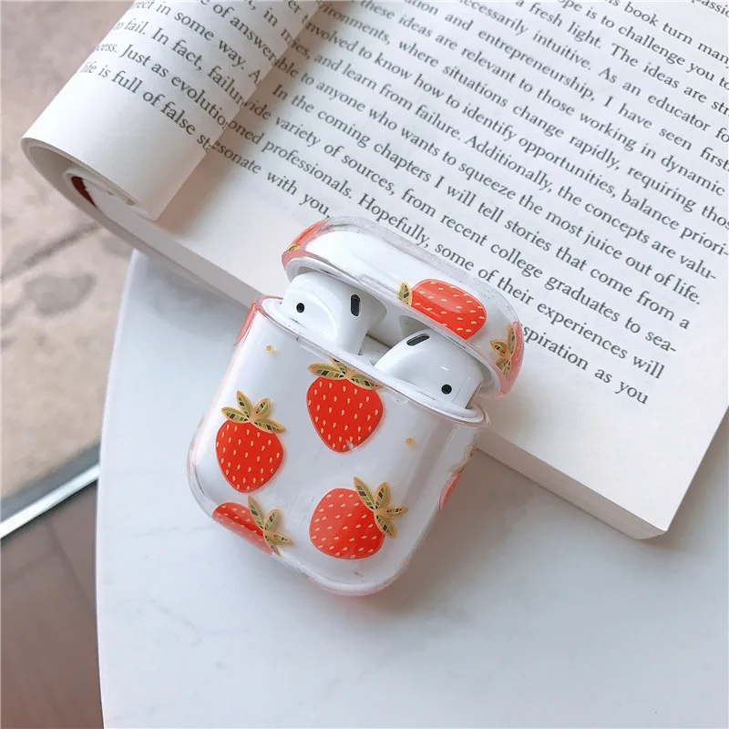 Для AirPods чехол лимон, клубника милый жесткий пластик беспроводной Bluetooth наушники чехол s для Apple Airpods 2 крышка Funda Мода
