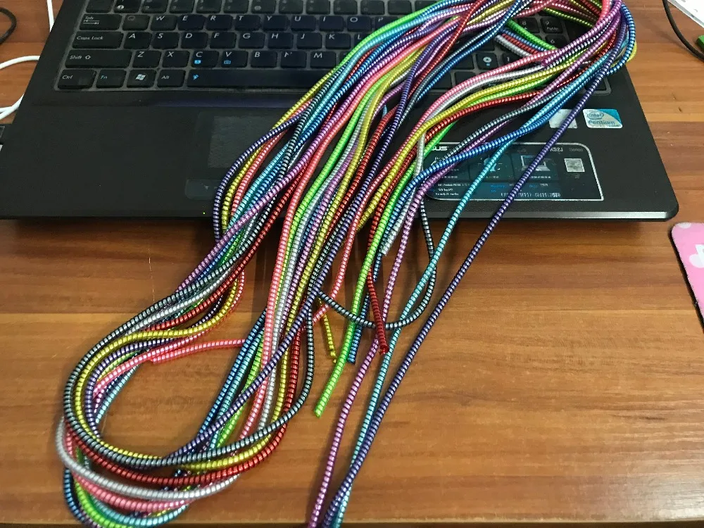 50 шт./лот покрытие блестки 1,5 м ТПУ Спираль usb зарядка протектор сердцевины кабеля сматывание кабеля защита кабеля для iphone Android