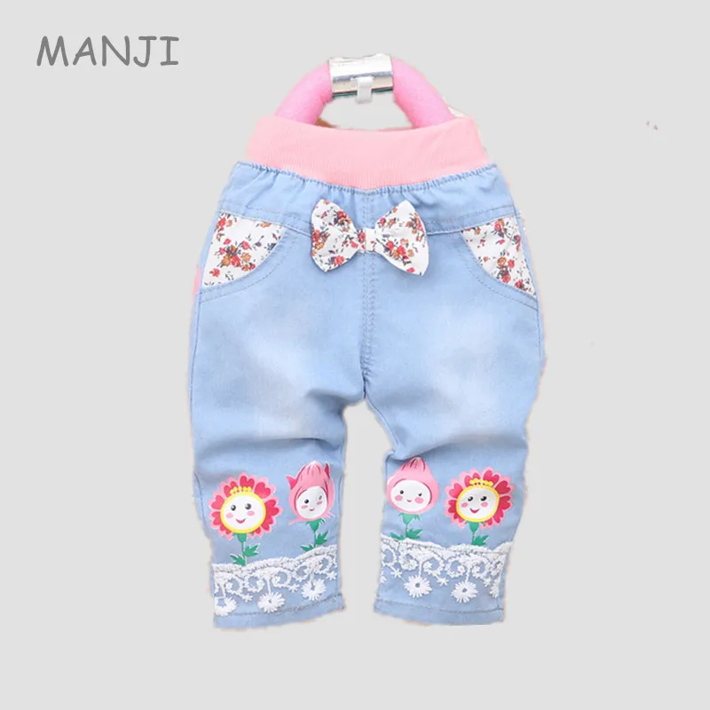 Штаны для маленьких девочек Новинка лета 2018 года Модная Джинсовая одежда до