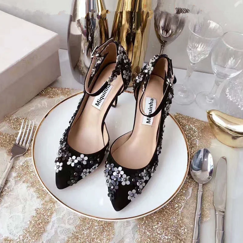 Женские туфли-лодочки на высоком тонком каблуке с пряжкой | Обувь