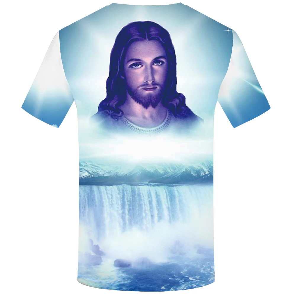 Забавные футболки футболка Jesus Для мужчин футболка Art Повседневное и персонажем из мультфильма печати абстрактный Футболка с принтом Harajuku футболки 3d