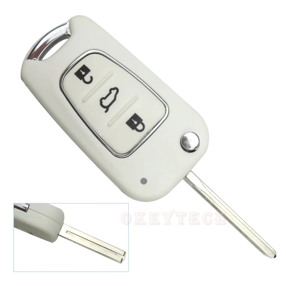 OkeyTech Белый флип чехол для KIA Sportage K2 K3 K5 Hyundai Blank Uncut Blade 3 кнопочный БЕСКЛЮЧЕВОЙ вход