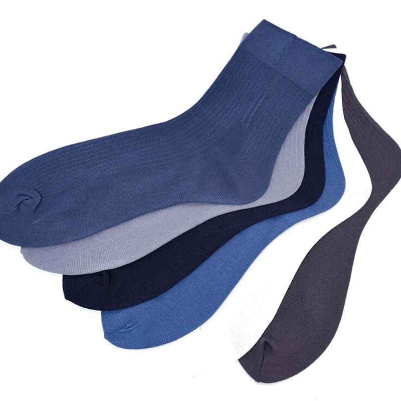 2019 Bamboo Fiber Men's Socks Summer Thin Solid Color Breathable Long Casual Business Soft | Мужская одежда