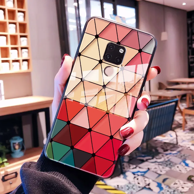 Manderm разноцветный Модный чехол для телефона из закаленного стекла на huawei P30 P20 Pro