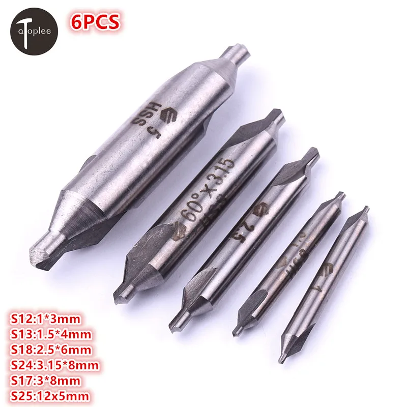 6 шт. HSS 1*3 мм/1,5*4 мм/2,5*6 мм/3,15*8 мм/3*8 мм/12x5 мм 2 края 60 градусов угол зенковки сверла инструмент, режущий инструмент