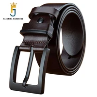 fajarina top quality cow genuine leather belts casual design pin buckle belt for men strap male accessories packing box fj18024