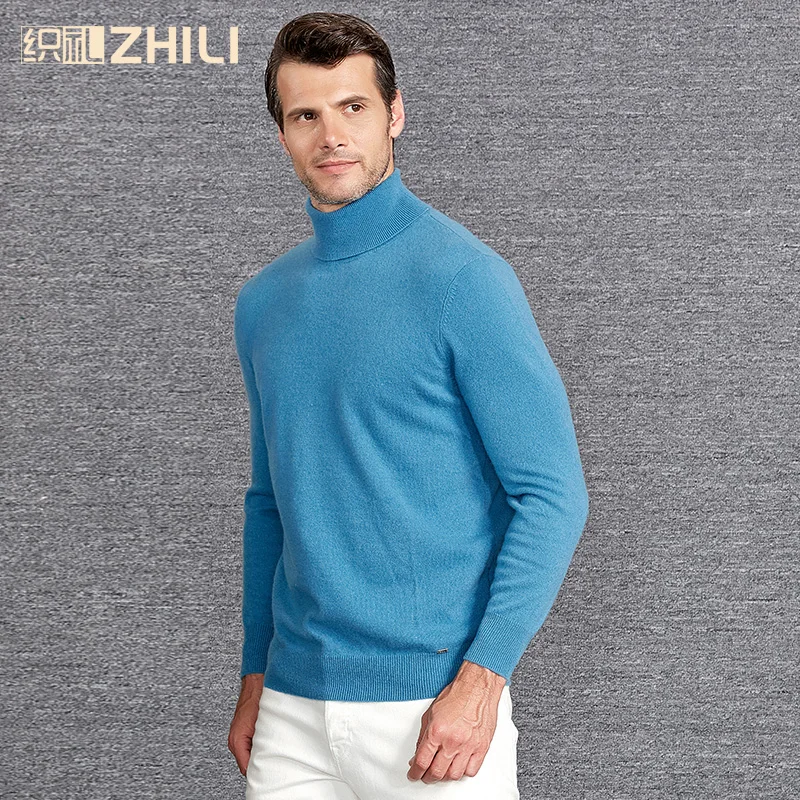 2018 высококачественный зимний теплый 100% кашемировый свитер Мужская водолазка