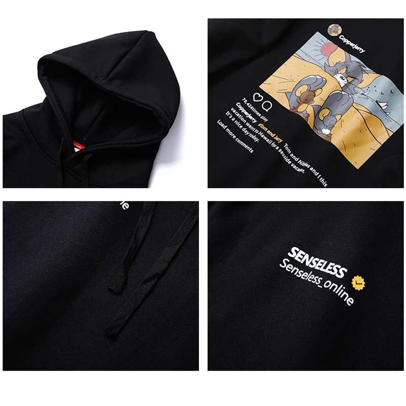 OSCN7 High Street плюс бархатные теплые толстовки мужские зимняя Японская уличная одежда Harajuku негабаритных толстовка с капюшоном мужские s W2097