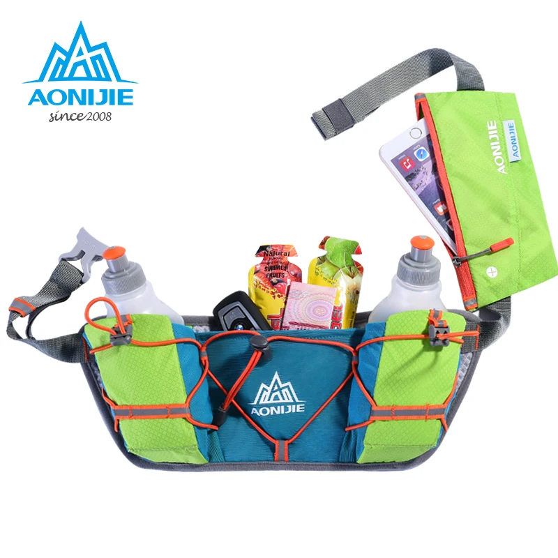 

AONIJIE E888 Marathon Jogging Cycling Running Hydration Belt Waist Bag Pouch Fanny Pack Phone Holder with 250ml Water Bottles