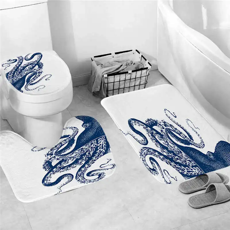 Bath Mat Bathroom 3 шт./компл. коврик для ванной комнаты Набор фланелевый Противоскользящий кухонный коврик для ванной Европейский узор мягкий коврик для ванной комнаты ковер@ 15 - Цвет: Bath Mat Bathroom
