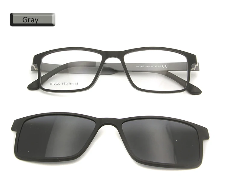 eyeglass gray Ultem пластиковый титановый квадратный зажим для очков, поляризованные солнцезащитные очки, мужские очки с полной оправой, очки ботаника, магнитный зажим - Цвет линз: eyeglass gray