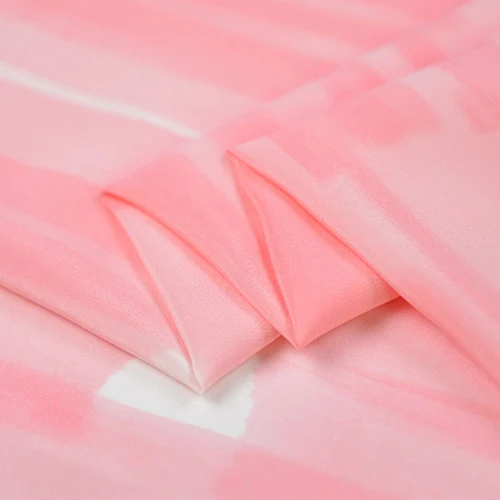 Pure silk Crepe DE chine fabric Lovely Pink and white striped design SCDC921 | Fabric