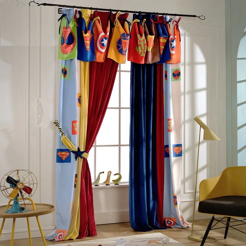 Занавески с героями мультфильмов затемняющие шторы из мягкой ворсовой ткани