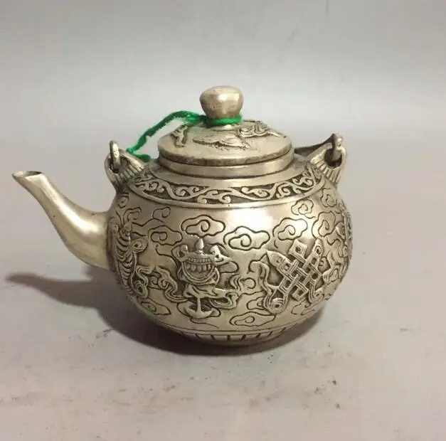 

Коллекционный заварочный чайник из белой меди с восьми сокровищами