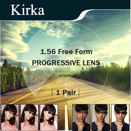 Kirka Multifocal 1.56 Progressive Photochromic Lens, Prescription Lenses Fast and Deep Color Change Performance Brown and Gray