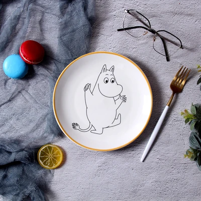 8 inch Moomin Platos De Madera салатная тарелка Piatti Ceramica обеденные тарелки Assiette Salade Kid обеденная тарелка - Цвет: 8 inch