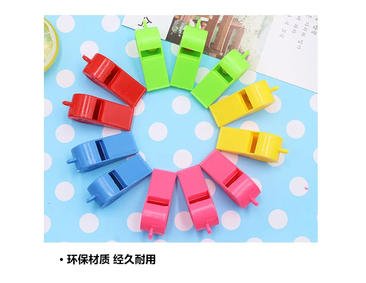 24 шт./лот красочные пластиковые Whistles детей свистки игрушки с веревки Баскетбол Черлидинг игрушки