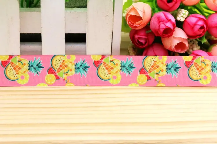 7/8'' Free shipping pineapple fruits printed grosgrain ribbon hair bow headwear party decoration wholesale OEM 22mm H5195 | Дом и сад