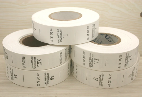 Оптовая продажа 800 шт./рулон белые этикетки для ухода за одеждой бирки моющиеся