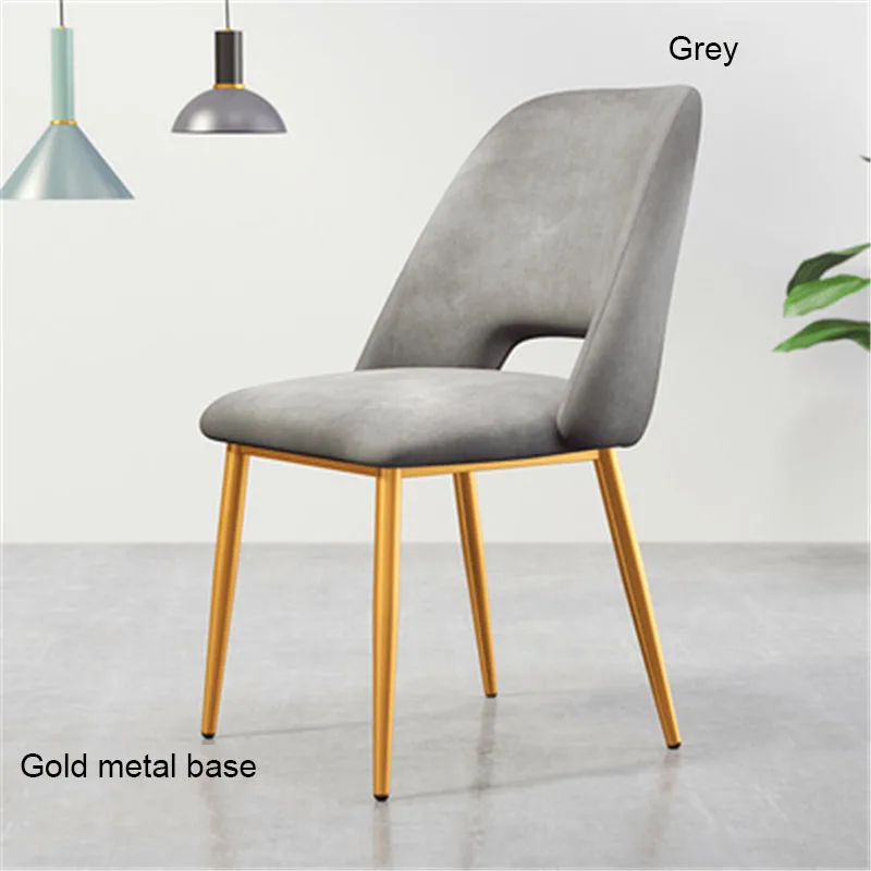 Gold base Grey Современный в стиле минимализма нордический нержавеющий стальной обеденный стул Повседневная мебель домашний стул ресторан кухня диван для кафе стул - Цвет: Gold base Grey