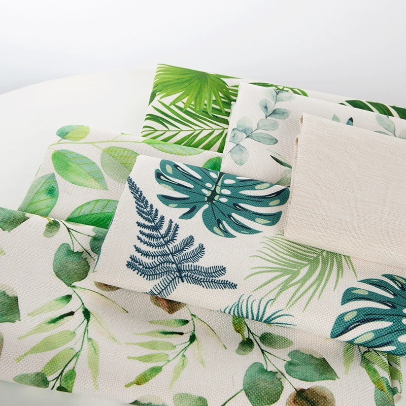 

High quality cotton and linen fabrics Sofa door curtain backing block patchwork Green planting fabric Handmade DIY small fresh
