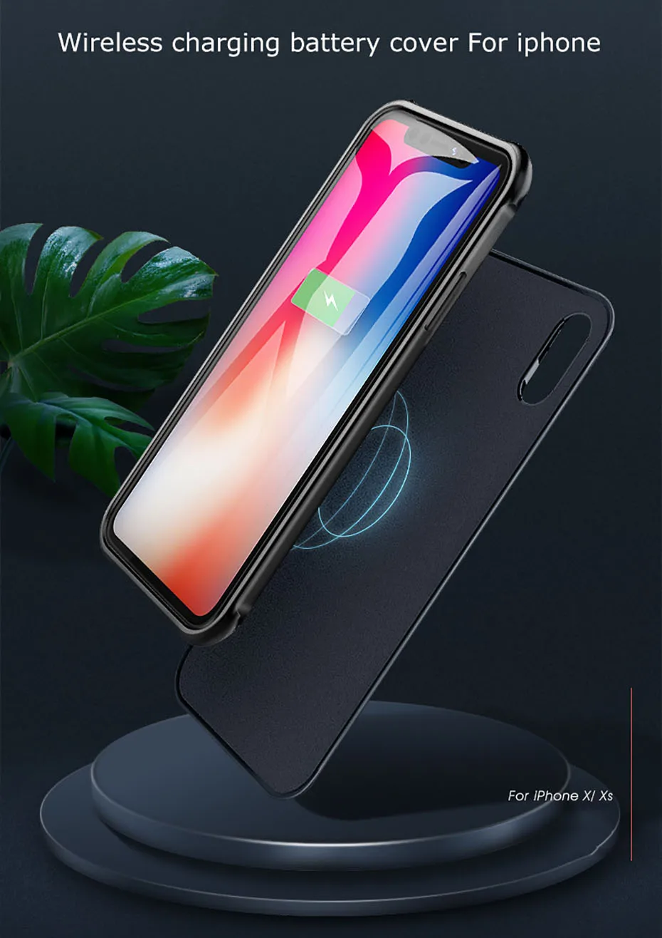 5000 мАч чехол для зарядного устройства для iphone X XS светодиодный цифровой дисплей Беспроводное зарядное устройство чехол для аккумулятора для iphone XR XA MAX