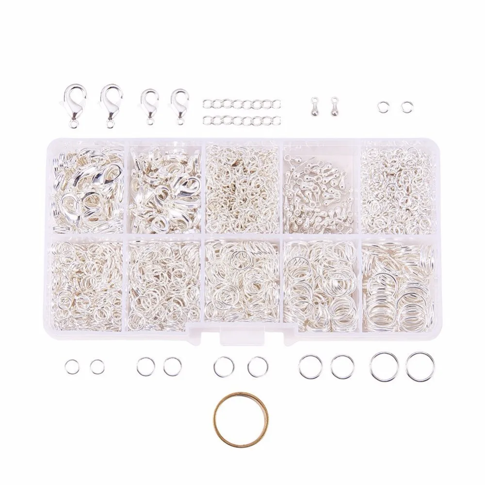 

About 1585Pcs/Box Lobster Claw Clasps Twist Chain Links Drop Ends Open Jump Rings Tool Jewelry Making Findings