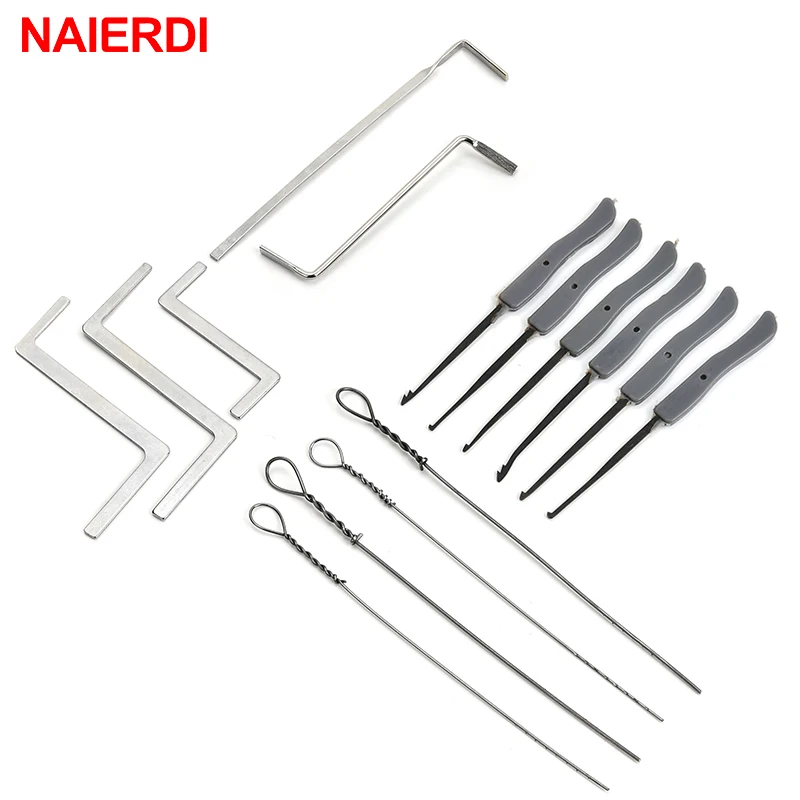 

NAIERDI 15pcs Lock Pick Set Broken Key Extractor Set Locksmith Supplies Hand Tool Key Remove Removal Hooks Furniture Hardware