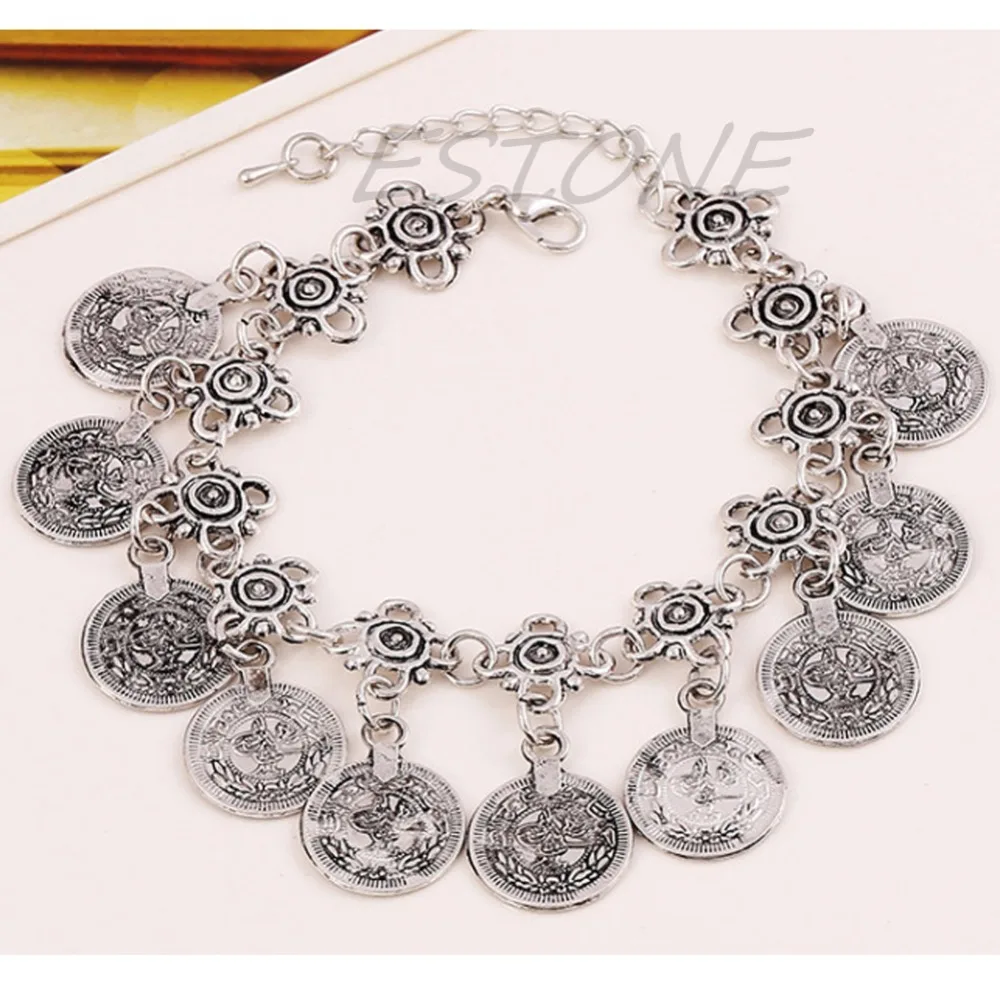 Браслет на ногу с монетами. Богемный этнический фестиваль|bracelet bracelet|silver coin braceletcoin