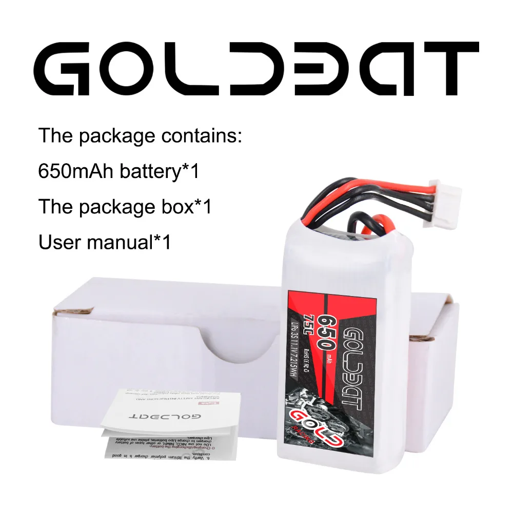 Аккумулятор GOLDBAT 650 мАч LiPo для FPV 3S аккумулятор 11 1 В lipo 75C с разъемом XT30 дрона Heli