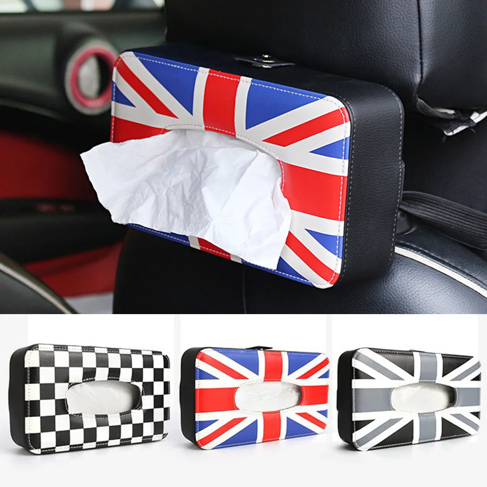 

1pcs Union Jack Car Seat Neck Back Tissue Box Holder Napkin Box for BMW Mini Cooper JCW R55 R56 R60 R61 F55 F56 F60 Car Styling