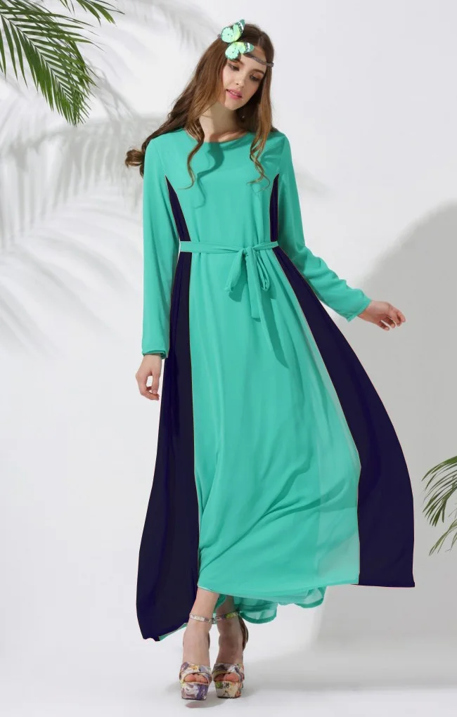 Модные летние женские шифоновые цветные мусульманское исламское платье Абая