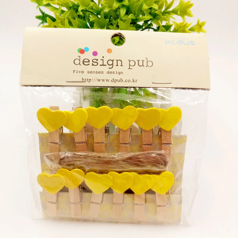 12 шт. цветные деревянные зажимы в форме сердца|Украшения своими руками для