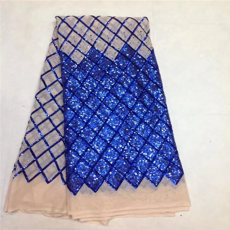 Новые поступления Королевский синий цвет Африканский кружевной ткани с