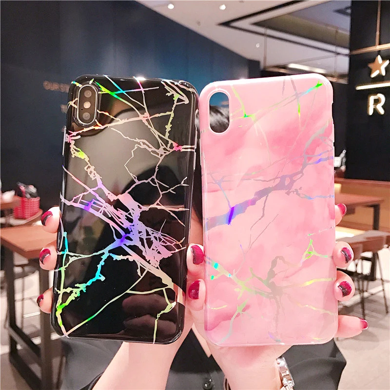 Чехол для телефона iphone XS XR MAX 8 7 6 6s plus роскошный лазерный мрамор