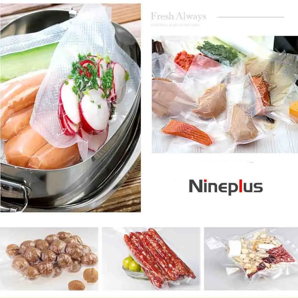 

Nineplus Vacuum Packaging Rolls Vacuum Plastic Bag Storage Bags home Vacuum Sealer Food Saver 12-15-25-28*500cm 4 Rolls/Lot