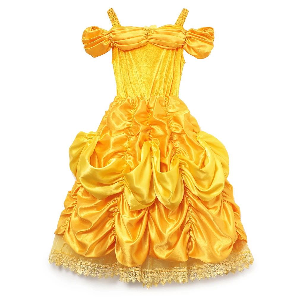 Deluxe Beauty and the Beast Princess Belle Halloween Costume Girls Model Show Photography Dress Kid Summer Cosplay Party Clothes | Детская