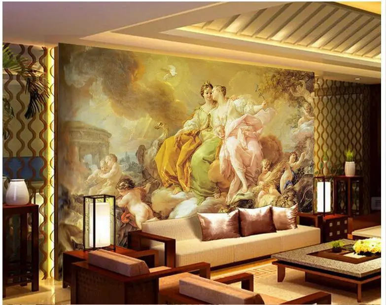 

3D wall murals wallpaper custom picture mural Goddess painting European aesthetic fairy and angel background wall painting decor
