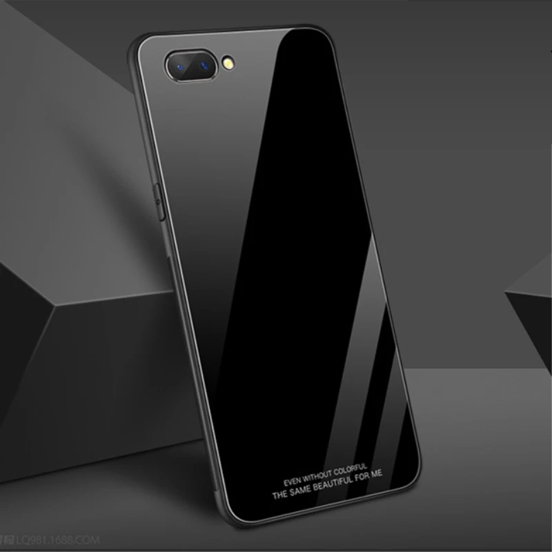 Black Чехол vopton для OPPO A3s A5, тонкий глянцевый чехол из закаленного стекла, мягкая силиконовая рамка, противоударный жесткий чехол для OPPO A5S A3s capa - Цвет: Black