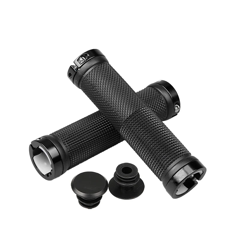 black 1 пара MTB BMX шоссейные велосипедные ручки противоскользящие резиновые велосипедные ручки для горного велосипеда замок на руле велосипеда концевые ручки - Цвет: black