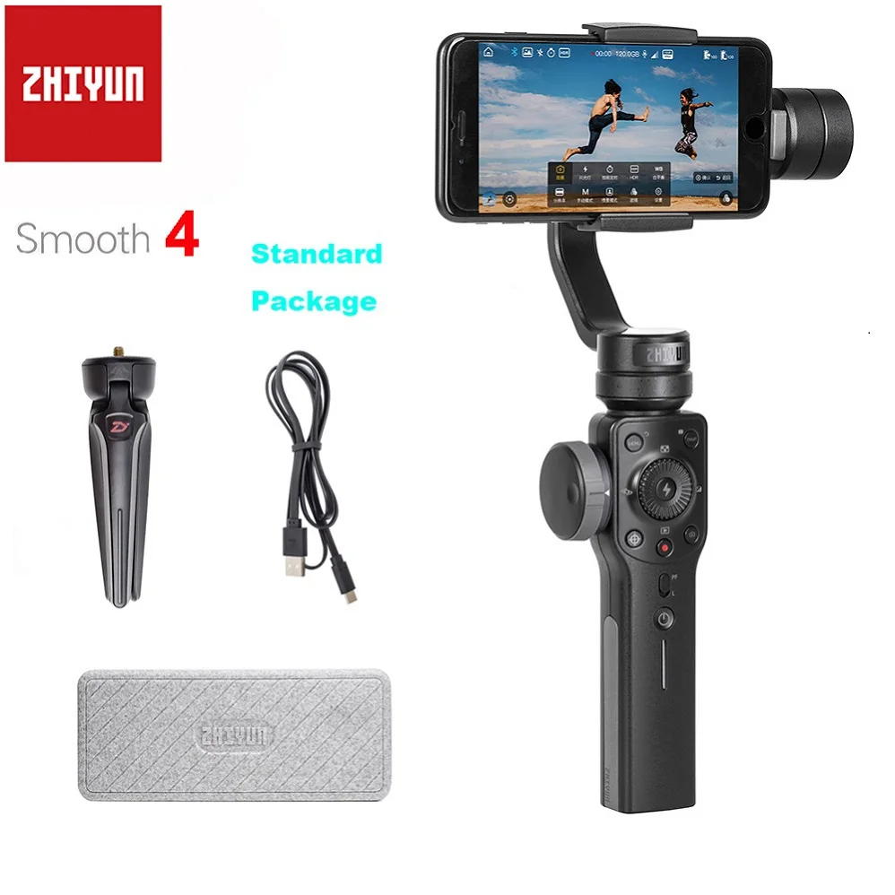 Smooth 4 Black Zhiyun Smooth 4 3-осевой портативный смартфон сотовый телефон видеокамеры Стабилизатор для iPhone X 8 плюс 8 7P 7 samsung S9 S9+ S8 PK гладкая Q DJI Osmo 2 - Цвет: Smooth 4 Black