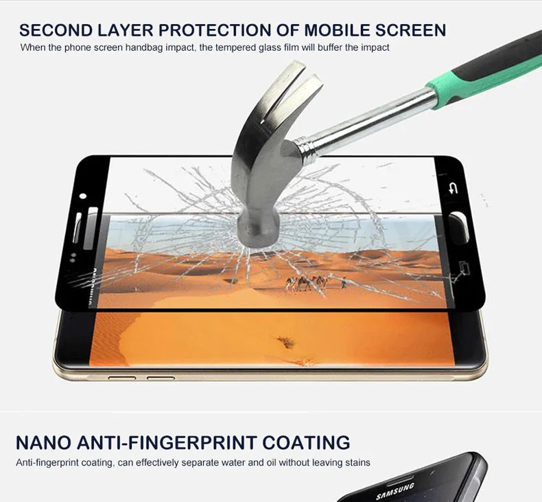 FHVUMX 3D полное покрытие из закаленного стекла для samsung Galaxy S7 J3 J5 J7 A3 A5 A7 защитная пленка 9H